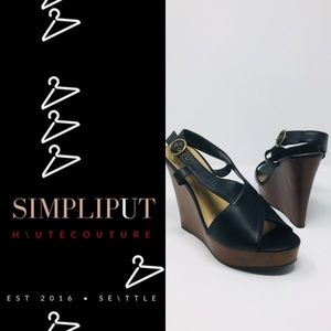 Soda Platform Wedge Strappy Open Toe Sandal 10 10M